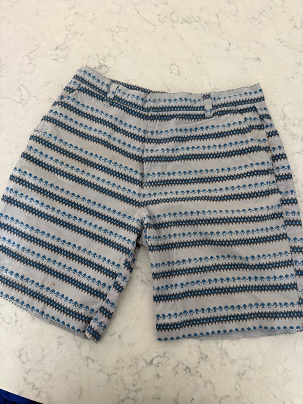 Men's Blue Patterned Casual Shorts